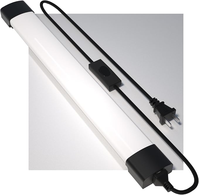 Plug in Light Fixture 2FT Linkable 5000K Under Cabinet Lighting, LED Tube Light Fixture with Plug, Triproof Ceiling Wall Light for Closet Workbench Kitchen Basement Garage | LED Tube Light Fixture with Plug, Triproof Ceiling Wall Light for Closet Workb...