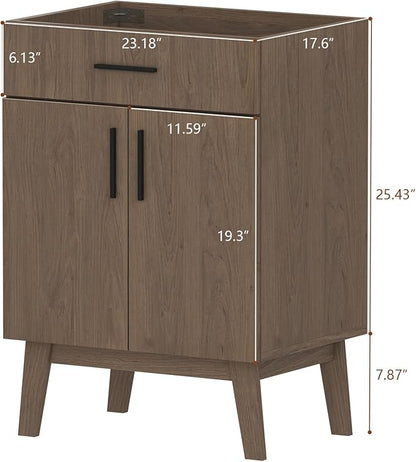 24" Bathroom Vanity Without Sink,Bathroom Vanity no Sink Vanity Combo with Two Soft Close Cabinet Doors, Modern Single Bathroom Cabinet Set with Metal Handles