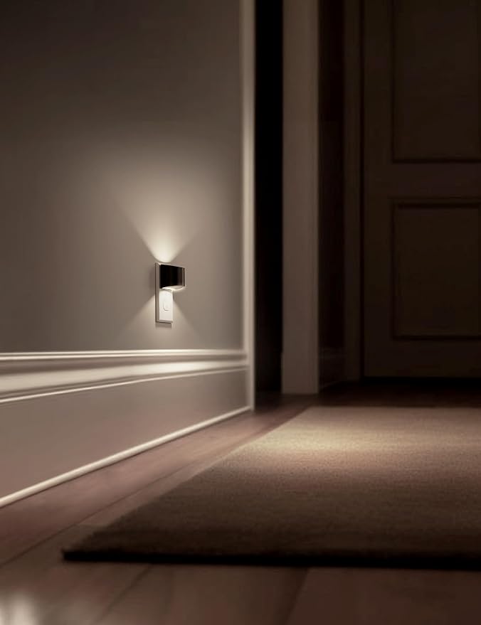 L LOHAS LED Night Lights Plug into Wall, Dimmable Night Light 2 Pack | Plug in Night Light with 3 Level Brightness, 5000K Daylight, Black Housing