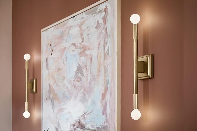 Kichler Odensa 2-Light Wall Vanity, Modern Light in Champagne Bronze, Mount Horizontally or Vertically, for Illuminating Art, TV, Mirrors, Bookshelves, Bed, Vanity, Bar, Hallways (17" x 5"), 52556CPZ