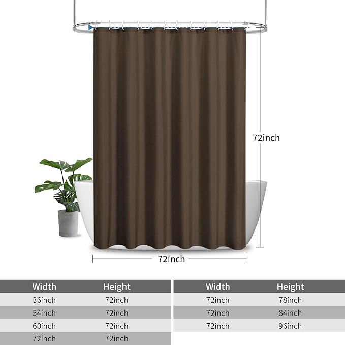 Waterproof Fabric Shower Curtain,No Liner Needed,72x72,Brown | 2-in-1 Design,Linen Textured,100% Waterproof TPU-Laminated Backing,Magnetic Weighted,Machine Washable,For Bathroom,Hotel