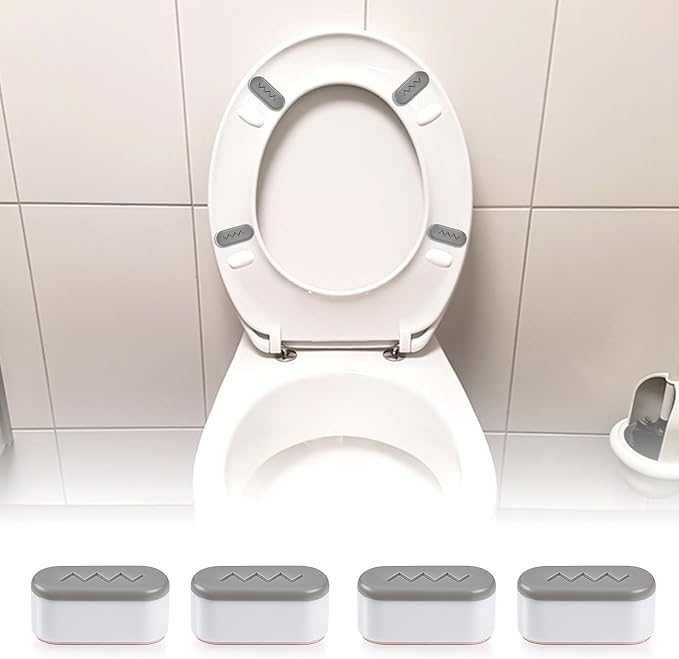Toilet Seat Bumpers for Bidets, 4 Pack Strong Adhesive Spacers - Universal Fit for All Toilet Seats, Evenly Distributes Weight to Prevent Seat and Bowl Damage