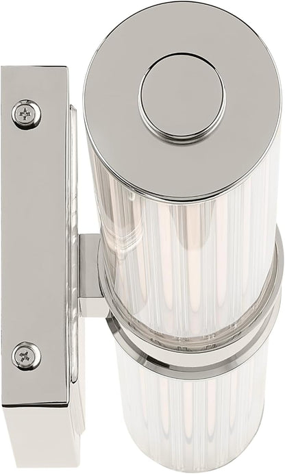 Kichler Laurene LED Bath Bar Light, Polished Nickel | Linear vanity light with clear fluted glass for bathroom mirrors (18.5" x 5" x 4.25"), 55195PNLED