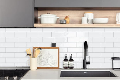 STICKGOO 10 Sheets Subway Tile Peel and Stick Backsplash,White Extra Thick 3D Wall Tiles with Commercial-Grade Adhesive for Kitchen, Bathroom, Laundry Room,11.56"x8.38"