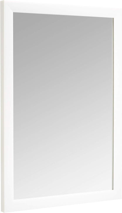 Amazon Basics Rectangular Wall Mount Mirror for Bedroom, Living Room, Entryway, 20" x 28", Standard Trim, White, Hangs Horizontally or Vertically