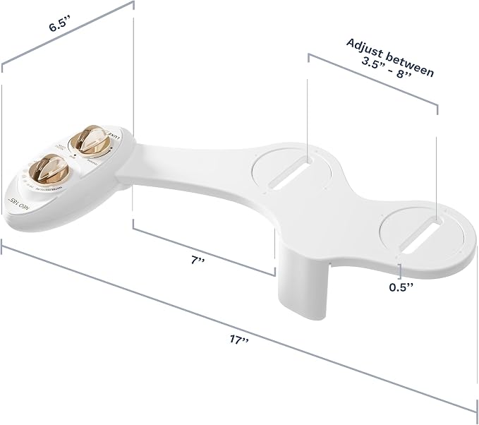 LUXE Bidet NEO 185 - Bidet Attachment for Toilet Seat, Gold | Non-Electric, Dual Nozzle, Self-Cleaning, Adjustable Water Pressure, Rear & Feminine Wash