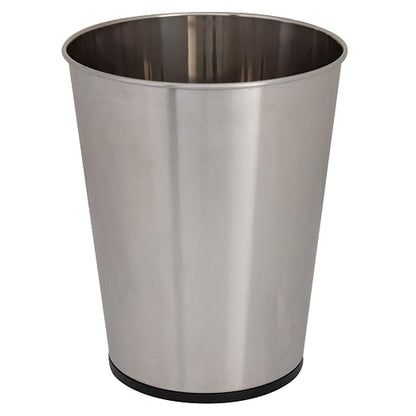 Bath Bliss 5 Liter Small Wastebasket, Stainless Steel|Compact Round Open Top Trash Can, Durable Bathroom Bedroom Dorm Office Garbage Bin, Stylish Space-Saving Waste Disposal Container (Pack of 12)