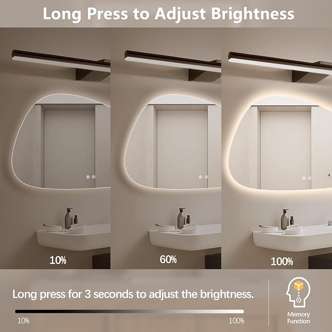 Niccy Irregular LED Bathroom Mirror, Frameless Backlit Wall Mirror, 30"x48" | Asymmetrica Lighted Mirror for Bedroom Living Room, Modern Smart-Mirror with 3 Color Lighting, Anti-Fog, Memory Function
