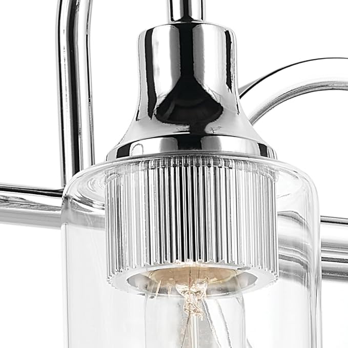 Kichler Kavi 31.5" 4-Light Vanity Light with Clear Glass in Chrome, Damp Rated, for Bathroom, Powder Room, Over a Mirror, (31.5" W x 10" H), 55212CH