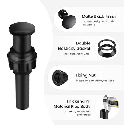 Black Bathroom Vessel Sink Faucet, Waterfall Bathroom Faucet, Vessel Faucet, Tall Body High 1 Hole Single Handle with Pop Up Drain Without Overflow Combo