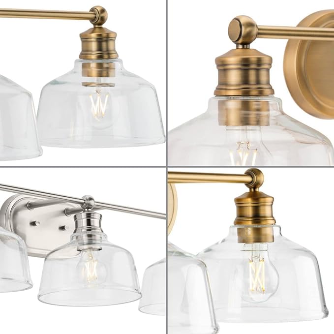 Progress Lighting P300397-163 Singleton Collection 3-Light Vanity Light Vintage Brass