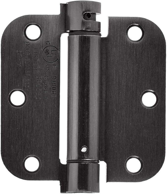 Amazon Basics Self-Closing Door Hinge, 3.5 Inch x 3.5 Inch, Oil-Rubbed Bronze, 1-Piece, Hardware Included