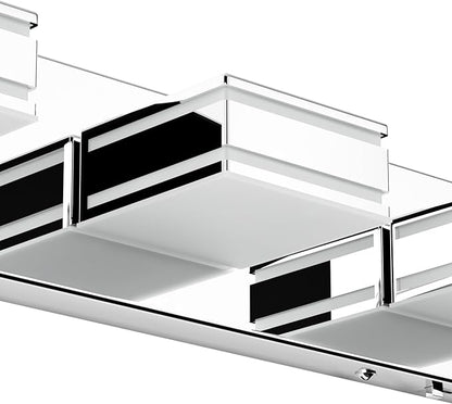 Ralbay 30inch Chrome Vanity Light for Bathroom with 5 Color Temperatures (3000K-6000K) Dimmable Stainless Steel Acrylic LED Modern Chrome Bathroom Light Fixtures (4-Light)