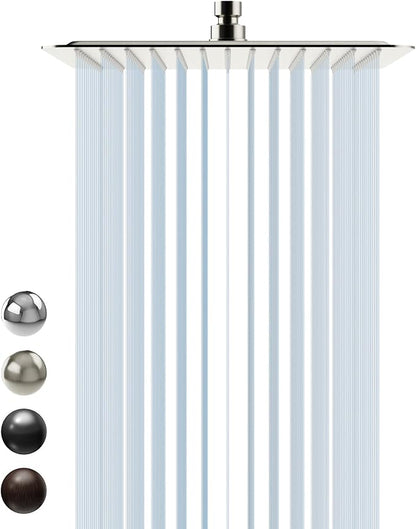 SR SUN RISE 12 Inch Rain Shower Head, High Pressure Rainfall Showerhead Large Waterfall Shower Head Ultra Thin Water Saving, Brushed Nickel 304 Stainless Steel