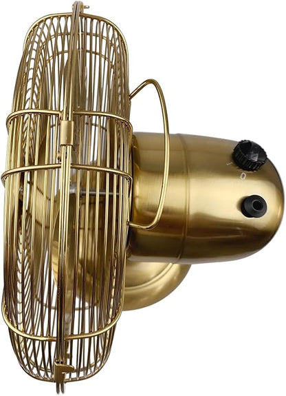 Good Housekeeping 92613 All-Metal 12" Retro Desk Office Table Fan with Wide Oscillation, 3-Speed Settings & Carrying Handle, Satin Brass