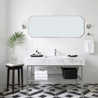 18" x 48" Chrome Full Length Mirror, Large Rectangle Bathroom Mirror, Full Body Wall Mirror with Scalloped Corner Decorative for Bedroom, Living Room (Horizontal or Vertical)