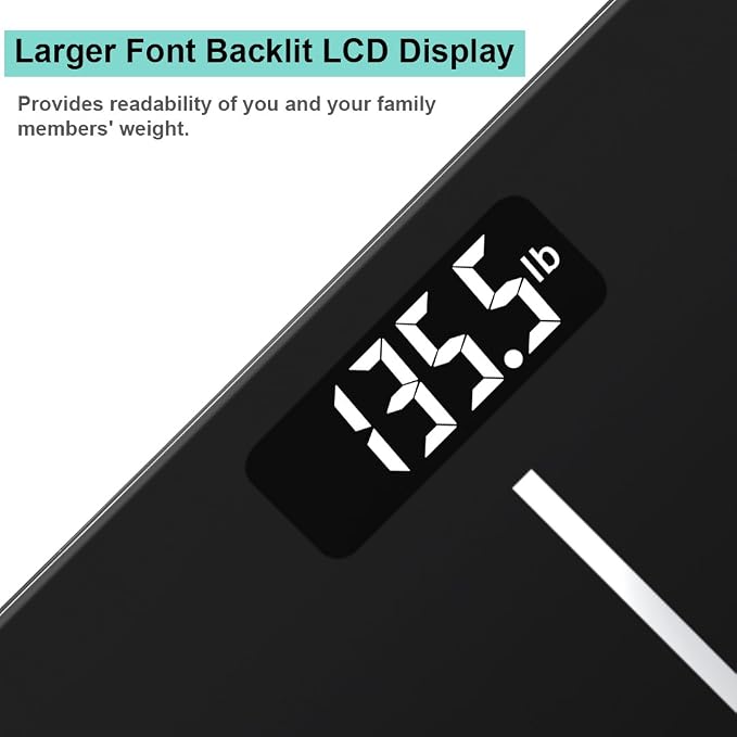 Triomph Precision Digital Body Weight Bathroom Scale with Backlit Display, Step-On Technology, 400 lbs Capacity and Accurate Weight Measurements, Black