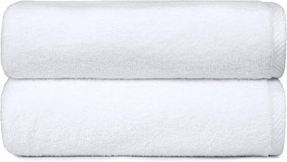 Amazon Basics 2-Piece Quick-Dry Oversize Bath Towel, 100% Cotton, 62" x 30", White