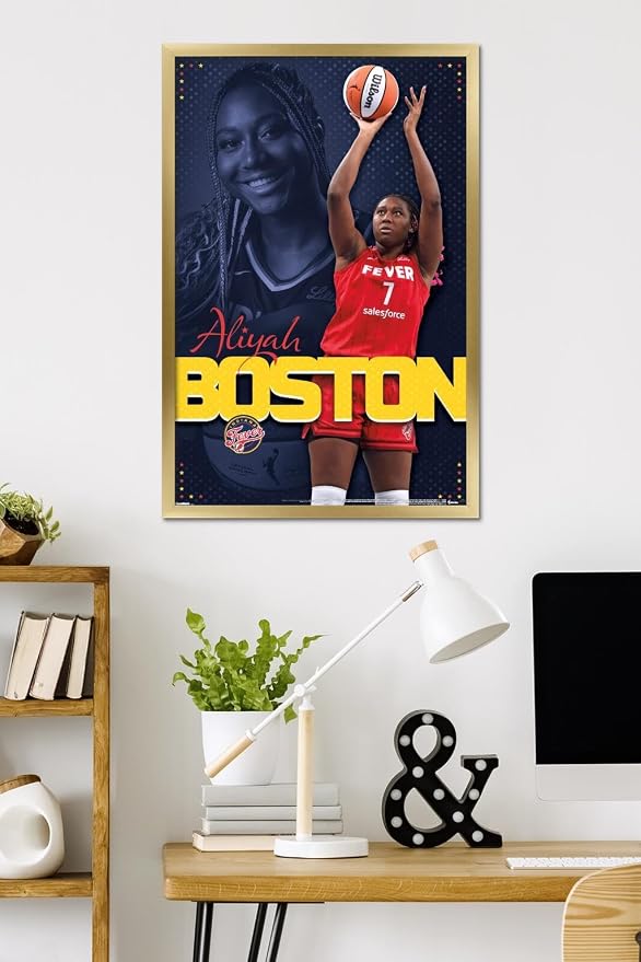 Trends International WNBA Indiana Fever - Aliyah Boston 25 Wall Poster, 34L x 22.4W, Gold Framed Version