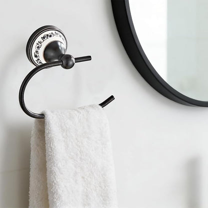 Black Toilet Paper Holder, Bathroom & Kitchen Toilet Tissue Roll Holder | Zinc Alloy Open-Arm Screw-In Wall-Mounted Towel Holder, Bathroom Hardware Accessory YIGUANXIN