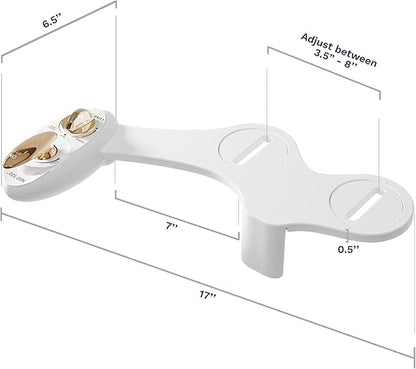 LUXE Bidet NEO 320 - Warm Water, Dual Nozzle, Self-Cleaning, Non-Electric Bidet Attachment for Toilet Seat, Adjustable Water Pressure, Rear & Feminine Wash (Gold)