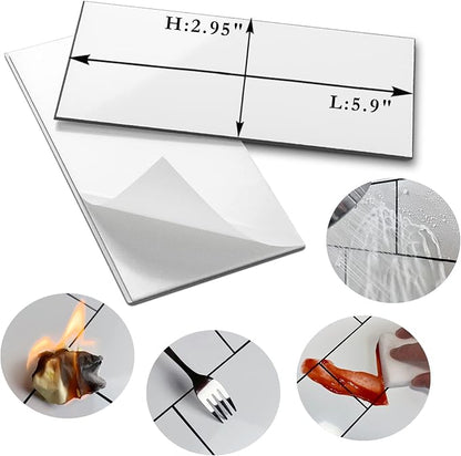 AULIGET 3" x 6" Thick PVC Peel and Stick Backsplash, Subway Tile Peel and Stick Wall Tiles (4, Polished White)