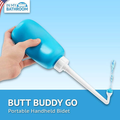 Butt Buddy Go - Portable Handheld Bidet & Fresh Water Bottle Sprayer (for Home, Travel, Outdoors | Retractable Nozzle, Soft-Squeeze Plastic, Large Volume | Stay Clean On-The-Go | Carry Bag Included)