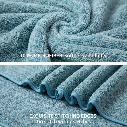 Ultra Soft Bath Towel Set,12 Piece (4 Bath Towels,4 Hand Towels,4 Washcloths) Family Bathroom Towels Set with Hanging Loop,Quick Dry Extra Absorbent Shower Towel for Bathroom,Hotel,Spa-Turquoise