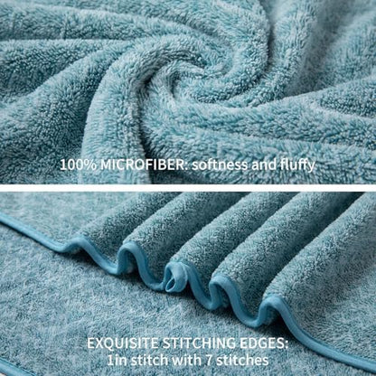 Ultra Soft Bath Towel Set,12 Piece (4 Bath Towels,4 Hand Towels,4 Washcloths) Family Bathroom Towels Set with Hanging Loop,Quick Dry Extra Absorbent Shower Towel for Bathroom,Hotel,Spa-Turquoise