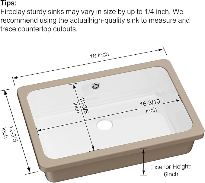 Undermount Bathroom Sink Rectangle, Hugsleek Interior Bowl Size 16 x 11 inch White Porcelain Ceramic Vessel Sink Under Counter Exterior Size 18x13in Rectangular Bath Sink Basin Lavatory Fireclay