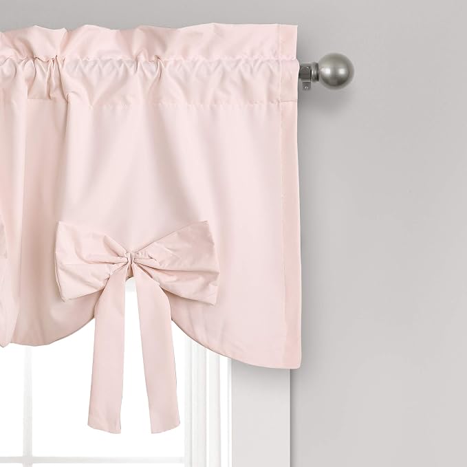 Lush Decor Melody Bow Valance Curtain 52" W x 18" L +3" Blush - Bow Curtains - Kitchen Valances for Windows - Coquette Valance Curtains for Bathroom (Pack of 12)