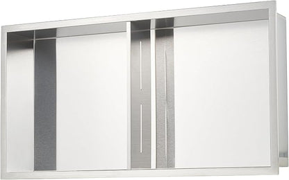 VEVOR Shower Niche, 13 x 25 x 4 inch Recessed Wall Niche Double-Layer, with Hollowed-Out Divider,Heavy-Duty Stainless Steel Modern Shampoo Storage Organizer,Waterproof, Silver for Bathroom