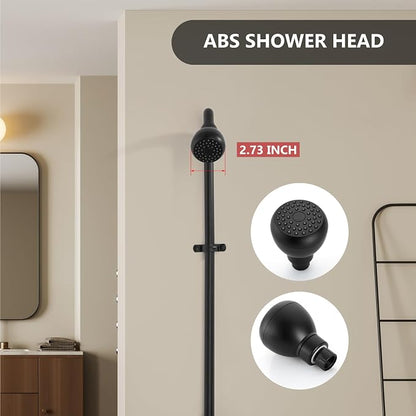 Tub Shower Conversion Kit with Riser and Shower Head, Matte Black | 70-Inch SUS304 Shower Riser, 360° Swivel Head, Diverter Tub Spout, Wall Mount