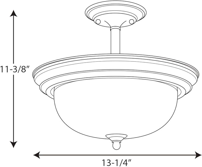 Progress Lighting 2-Light Ceiling Light, Semi-Flush Mount or Hanging Ceiling Light Fixture for Interior Kitchen Lights or Hallway, 13-3/16" by 11-5/16", Brushed Nickel, Alabaster Glass Shade