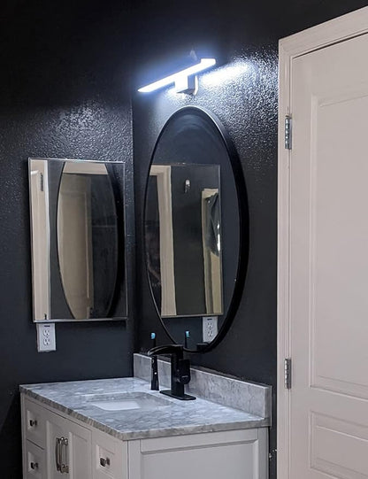 JUSHENG Black Bathroom Vanity Light Fixtures 24 Inch Modern LED Vanity Lighting Bathroom Lights Over Mirror Wall Sconce 24W 6000K Cool White