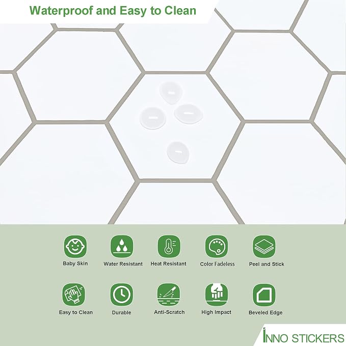 10-Sheet Hexagon Peel and Stick Backsplash, 11.42" x 11.42" White Honeycomb Self-Adhesive Marble Mosaic Wall Tile, Waterproof Stick on Backsplash Tiles for Kitchen Bathroom Shower