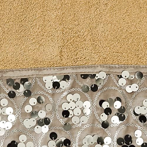 Zahari Home Sinatra Modern Bathroom Towel Set - 3 Piece Luxury Contemporary Decor Bling Champagne Gold Bath Towel Set Soft, Plush and Highly Absorbent