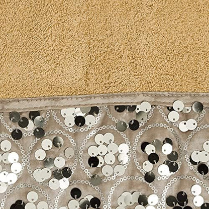 Zahari Home Sinatra Modern Bathroom Towel Set - 3 Piece Luxury Contemporary Decor Bling Champagne Gold Bath Towel Set Soft, Plush and Highly Absorbent