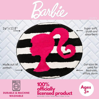 Collectibles Barbie 100% Cotton Non Slip Plush Bathroom Mat Rug (Officially Licensed Product) by Franco
