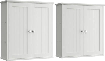 Shintenchi Bathroom Wall Medicine Cabinet, Storage Organizer, 2 Pcs, White | Bathroom Storage Organizer Cupboard, with 2 Magnet Door and 3-Tier Shelves, Space Saving, Easy to Assemble & Clean