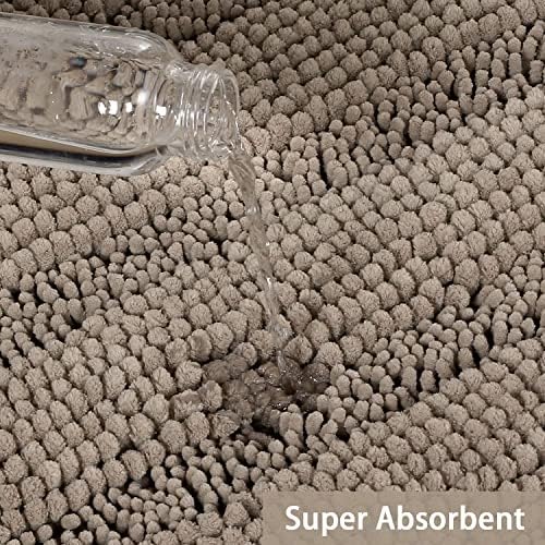 Turquoize Bathroom Rugs Shaggy Chenille Bath Rug Non Slip Thick Shaggy Bath Mats for Bathroom Chenille 1-Piece Bath Mat Set, Soft Super Absorbent Shower Rug Washable Mats, 17"x24", Taupe