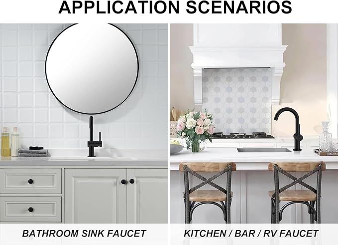 Matte Black Bathroom Faucet Single Handle, Single Hole Vanity Faucet | Bathroom Sink Faucet with Pop Up Drain & 6 Inch Deck Plate, Lead-Free cUPC & NSF Certified, 1 Handle Faucet for Vanity RV Bar