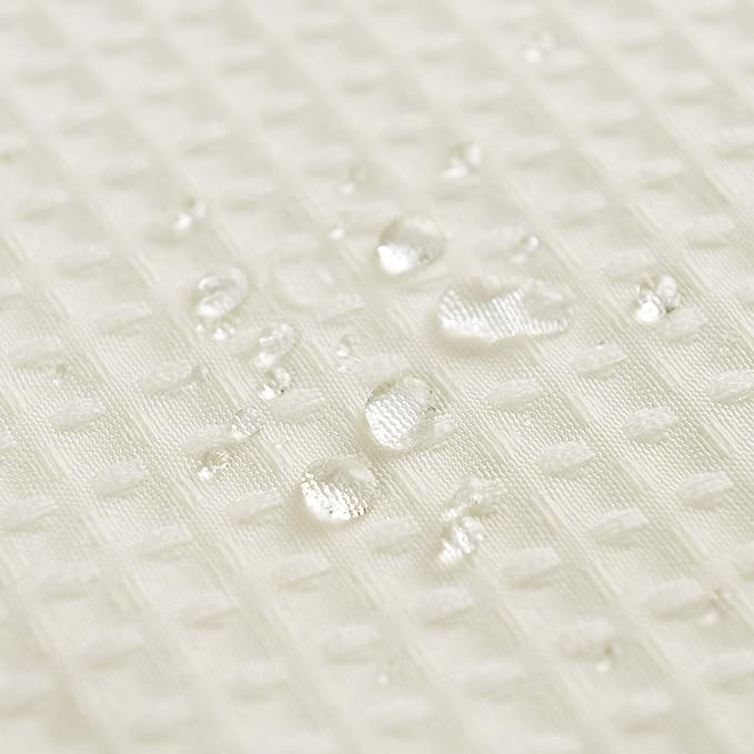 Barossa Design X-Long Fabric Waffle Weave Shower Curtain 96 inch Height, Hotel Luxury Spa, 230gsm Heavyweight, Water Repellent, Machine Washable, Cream, 71X96