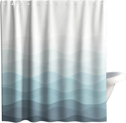 Modern Rustic Shower Curtain, Stripes Ocean Luxury Abstract Nautical Aesthetic Shower Curtains for Bathroom, Waterproof Bath Curtain with Hooks Machine Washable Bathtub Curtains 72x72 Inch Blue