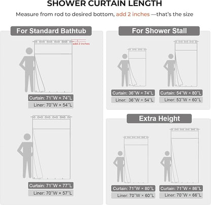 River Dream Linen Textured No Hooks Shower Curtain with Liner,Grey,71x86 | Extra Long,Mesh Top Window,with Snap-in Liner,Heavy Duty Fabric,Quick Dry,Bottom Magnet,Water-Repellent,Washable,Bathroom Set
