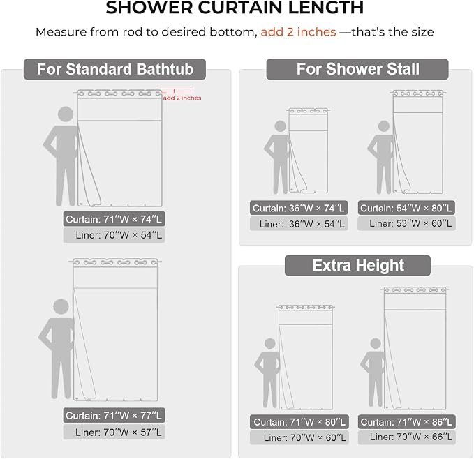 River Dream Linen Textured No Hooks Shower Curtain with Liner,Grey,71x74 | Mesh Top Window,with Snap-in Liner,Heavy Duty Fabric,Quick Dry,Bottom Magnets,Water-Repellent,Washable,Farmhouse Bathroom Set