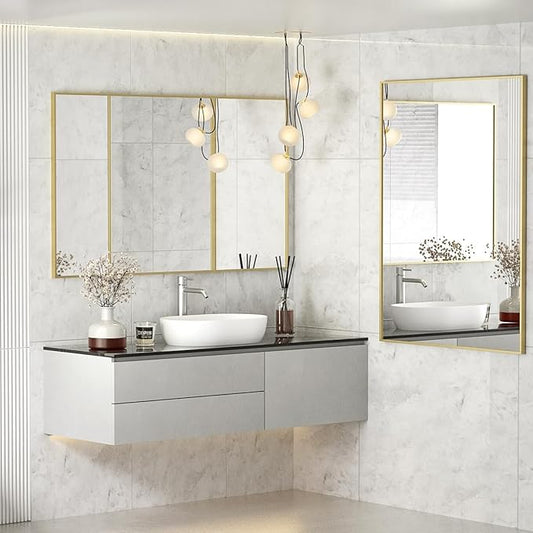 Koonmi Gold Mirrors for Wall, 36x60 Inch Bathroom Mirror, Rectangular Wall Mirror for Living Room Bedroom Bathroom, Hangs Horizontally or Vertically