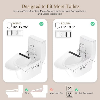 GAICOM Electric Bidet Toilet Seat Heated Seat Fits Round & Elongated | Instant Warm Water, Warm Air Dryer, Remote & Side Knob Control, Self-Cleaning Nozzle, LED Display, Night Light