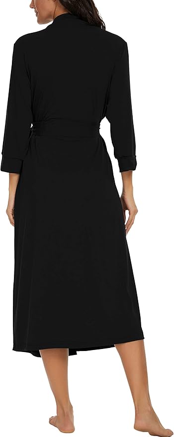 VINTATRE Women Kimono Robes Long Knit Bathrobe Lightweight Soft Knit Sleepwear V-neck Casual Ladies Loungewear