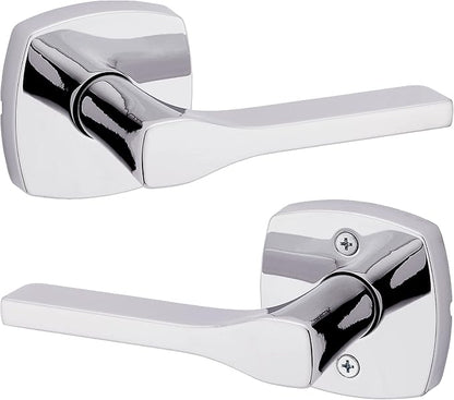 Kwikset Tripoli Lever Interior Passage Door Handle, Lever For Closet and Hallway Doors, Reversible Non-Locking Handle Lever, Polished Chrome